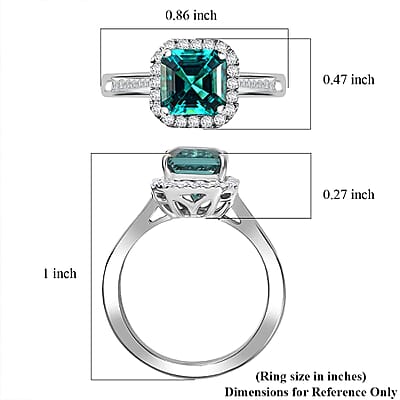 Certified & Appraised Rhapsody Asscher Cut AAAA Pirineu Lagoon Tourmaline and E-F VS Diamond 2.32 ctw Ring in 950 Platinum (Size 10.0) 6 Grams