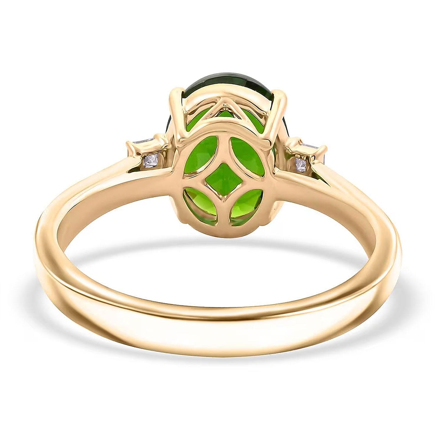 Certified & Appraised Luxoro AAA Chrome Diopside and G-H I2 Diamond 2.75 ctw Ring in 10K Yellow Gold (Size 10.0)