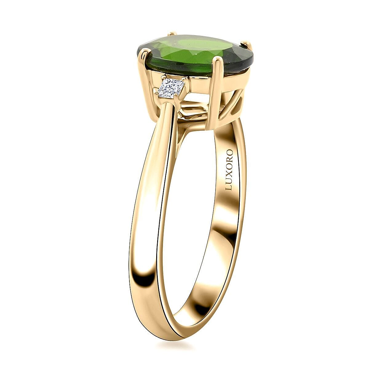 Certified & Appraised Luxoro 10K Yellow Gold AAA Chrome Diopside and Diamond (G-H, I2) (0.15 cts) Ring (Size 11.0) (Del. in 7-10 Days) 2.75 ctw image number 3