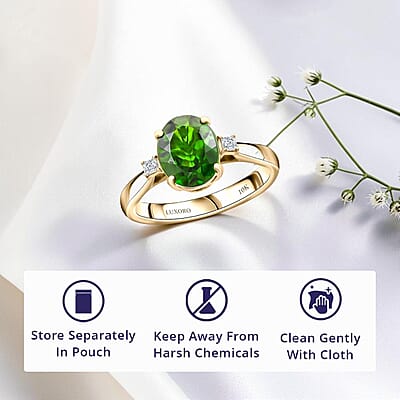Certified & Appraised Luxoro 10K Yellow Gold AAA Chrome Diopside and Diamond (G-H, I2) (0.15 cts) Ring (Size 12.0) (Del. in 7-10 Days) 2.75 ctw