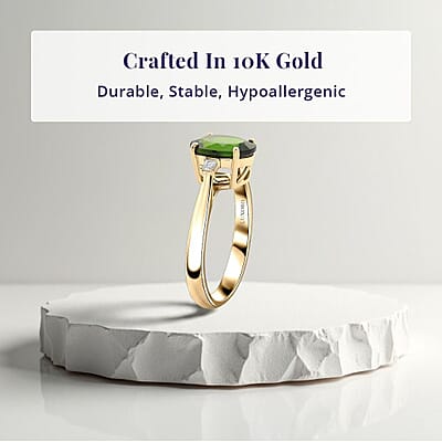 Certified & Appraised Luxoro 10K Yellow Gold AAA Chrome Diopside and Diamond (G-H, I2) (0.15 cts) Ring (Size 5.0) (Del. in 7-10 Days) 2.75 ctw