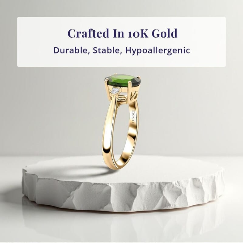 Certified & Appraised Luxoro 10K Yellow Gold AAA Chrome Diopside and Diamond (G-H, I2) (0.15 cts) Ring (Size 5.5) (Del. in 7-10 Days) 2.75 ctw