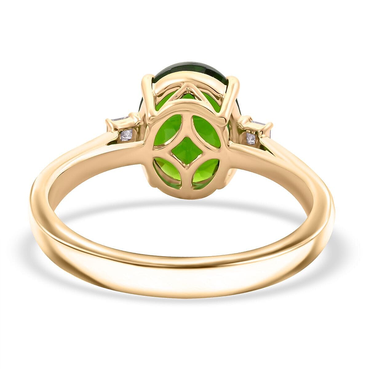 Certified & Appraised Luxoro 10K Yellow Gold AAA Chrome Diopside and Diamond (G-H, I2) (0.15 cts) Ring (Size 7.5) (Del. in 7-10 Days) 2.75 ctw image number 4