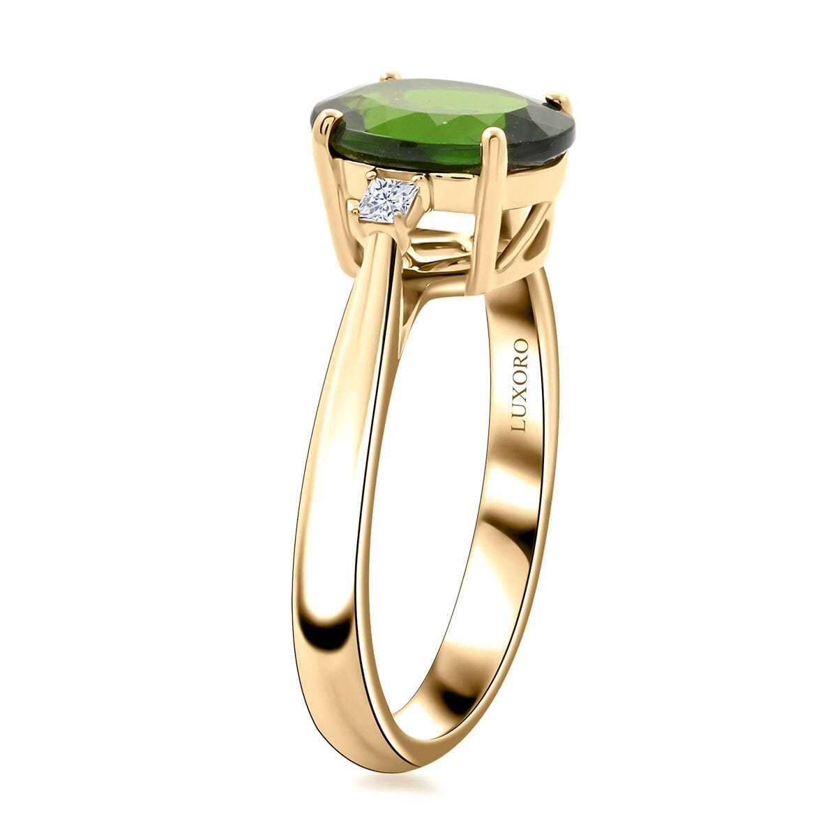 Certified & Appraised Luxoro AAA Chrome Diopside and G-H I2 Diamond 2.75 ctw Ring in 10K Yellow Gold (Size 9.0) (Del. in 7-10 Days) image number 3