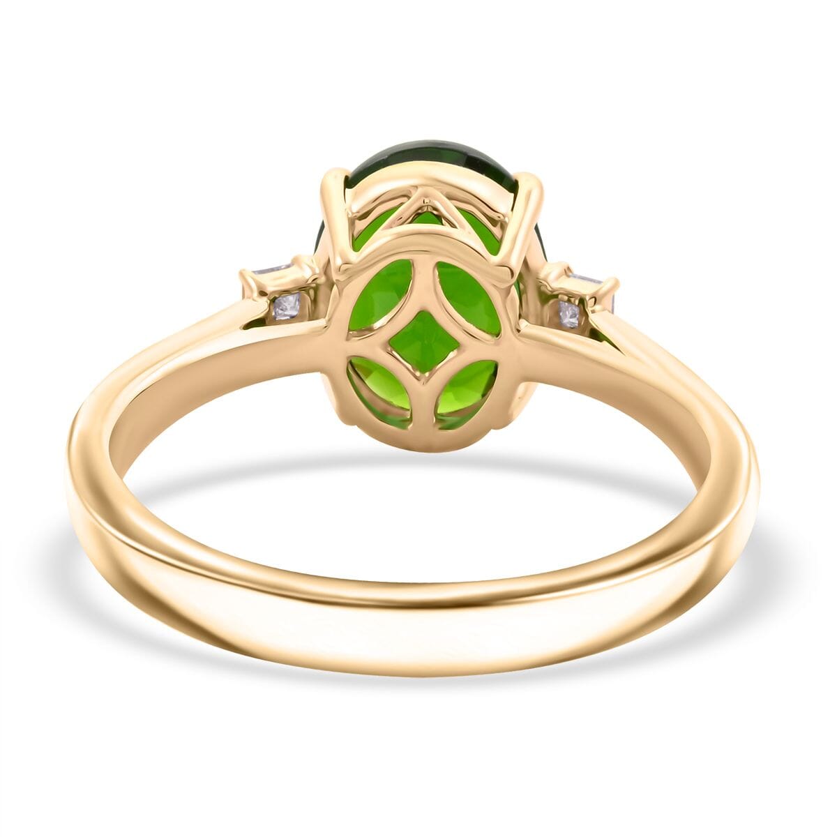 Certified & Appraised Luxoro AAA Chrome Diopside and G-H I2 Diamond 2.75 ctw Ring in 10K Yellow Gold (Size 9.0) (Del. in 7-10 Days) image number 4