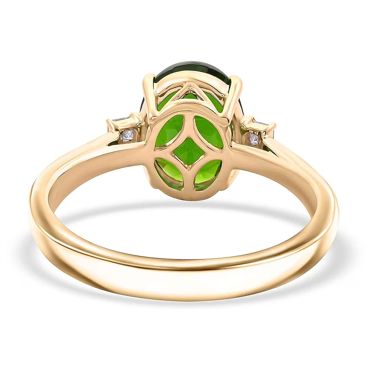 Certified & Appraised Luxoro AAA Chrome Diopside and G-H I2 Diamond 2.75 ctw Ring in 10K Yellow Gold (Size 9.0) image number 6