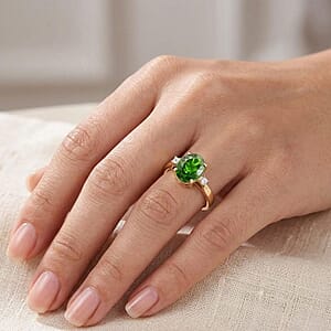 Certified & Appraised Luxoro 10K Yellow Gold AAA Chrome Diopside and Diamond (G-H, I2) (0.15 cts) Ring (Size 9.5) (Del. in 7-10 Days) 2.75 ctw
