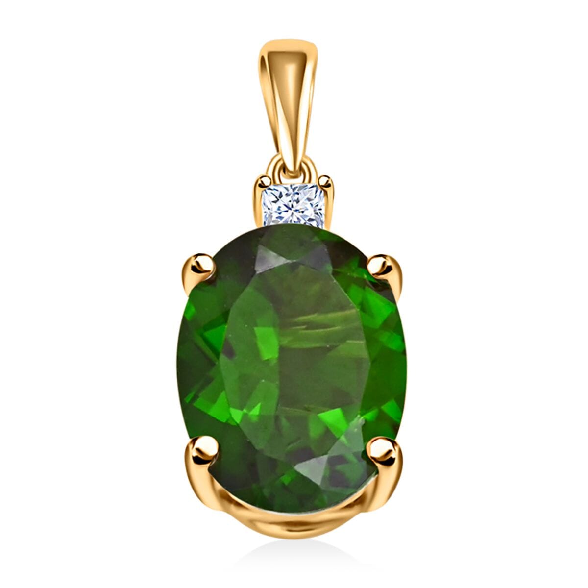 Certified & Appraised Luxoro 10K Yellow Gold AAA Chrome Diopside, Diamond (G-H, I2) Pendant without Chain 2.65 ctw image number 0
