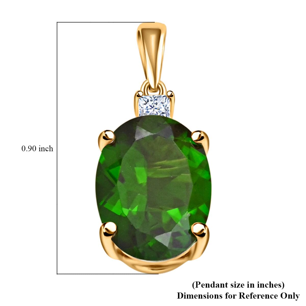 Certified & Appraised Luxoro 10K Yellow Gold AAA Chrome Diopside, Diamond (G-H, I2) Pendant without Chain 2.65 ctw image number 4