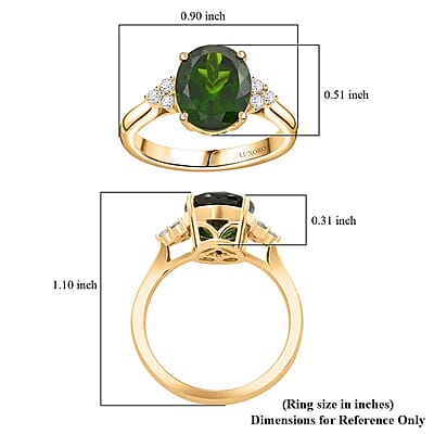 Certified & Appraised Luxoro 10K Yellow Gold AAA Chrome Diopside, Diamond (G-H, I2) (0.17 cts) Ring (Size 12.0) 3.75 ctw