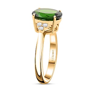 Certified & Appraised Luxoro AAA Chrome Diopside and G-H I2 Diamond 3.75 ctw Ring in 10K Yellow Gold (Size 8.0)