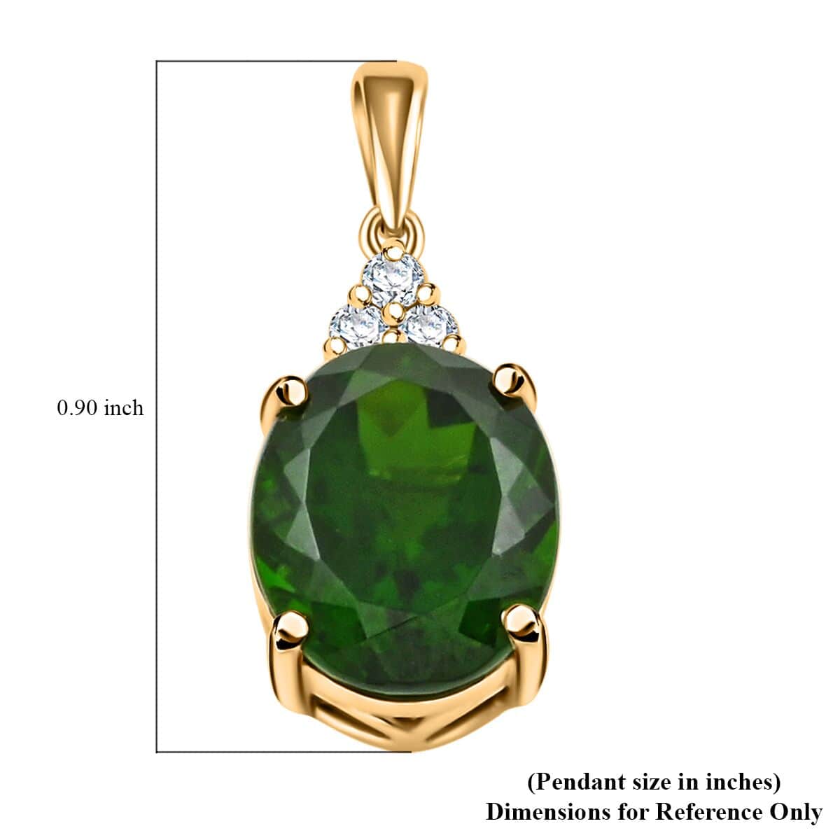 Certified & Appraised Luxoro AAA Chrome Diopside and G-H I2 Diamond 3.70 ctw Pendant in 10K Yellow Gold image number 4