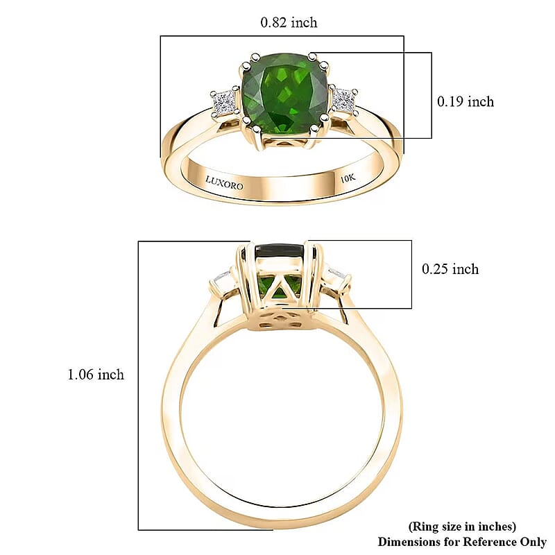Certified and Appraised Luxoro 10K Yellow Gold AAA Chrome Diopside, Diamond (G-H, I2) Ring (Size 10.5) 1.75 ctw