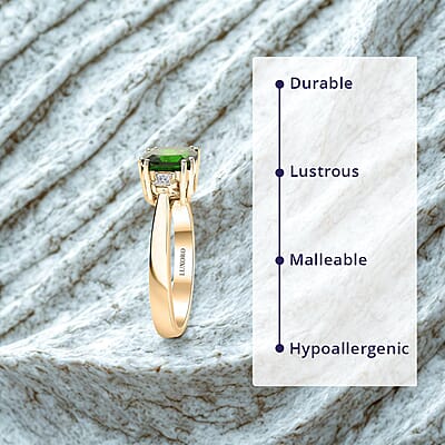 Certified and Appraised Luxoro 10K Yellow Gold AAA Chrome Diopside, Diamond (G-H, I2) Ring (Size 12.0) 1.75 ctw