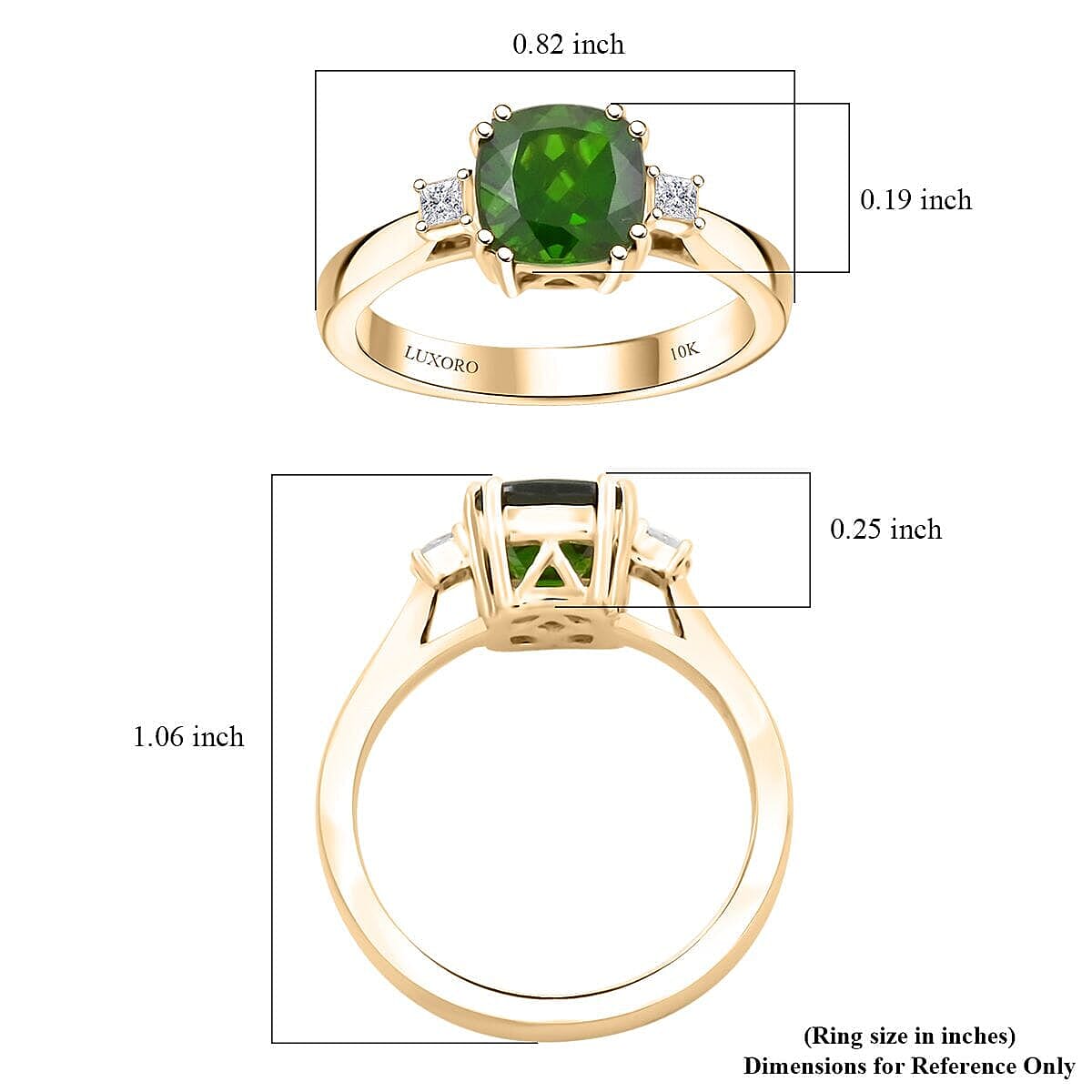 Certified & Appraised Luxoro AAA Chrome Diopside and G-H I2 Diamond 1.75 ctw Ring in 10K Yellow Gold (Size 6.0) image number 5