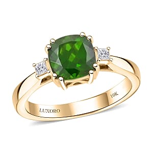 10K Yellow Gold  AAA   Natural Chrome Diopside ,  White Diamond  I2 Ring ,  Gold Wt. 3.87 g 1.75 ctw