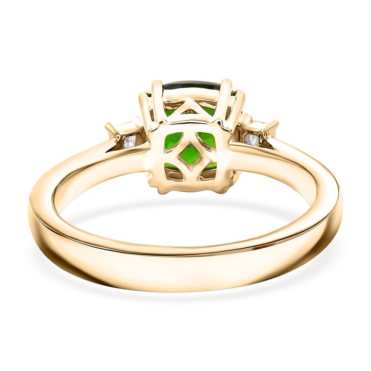 10K Yellow Gold  AAA   Natural Chrome Diopside ,  White Diamond  I2 Ring ,  Gold Wt. 3.87 g 1.75 ctw image number 4