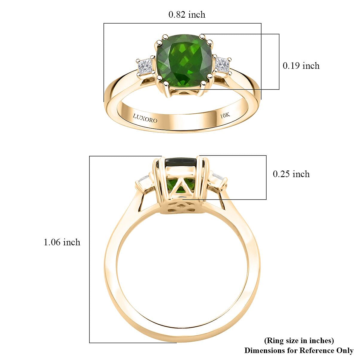 Certified & Appraised Luxoro AAA Chrome Diopside and G-H I2 Diamond 1.75 ctw Ring in 10K Yellow Gold (Size 9.0) image number 5