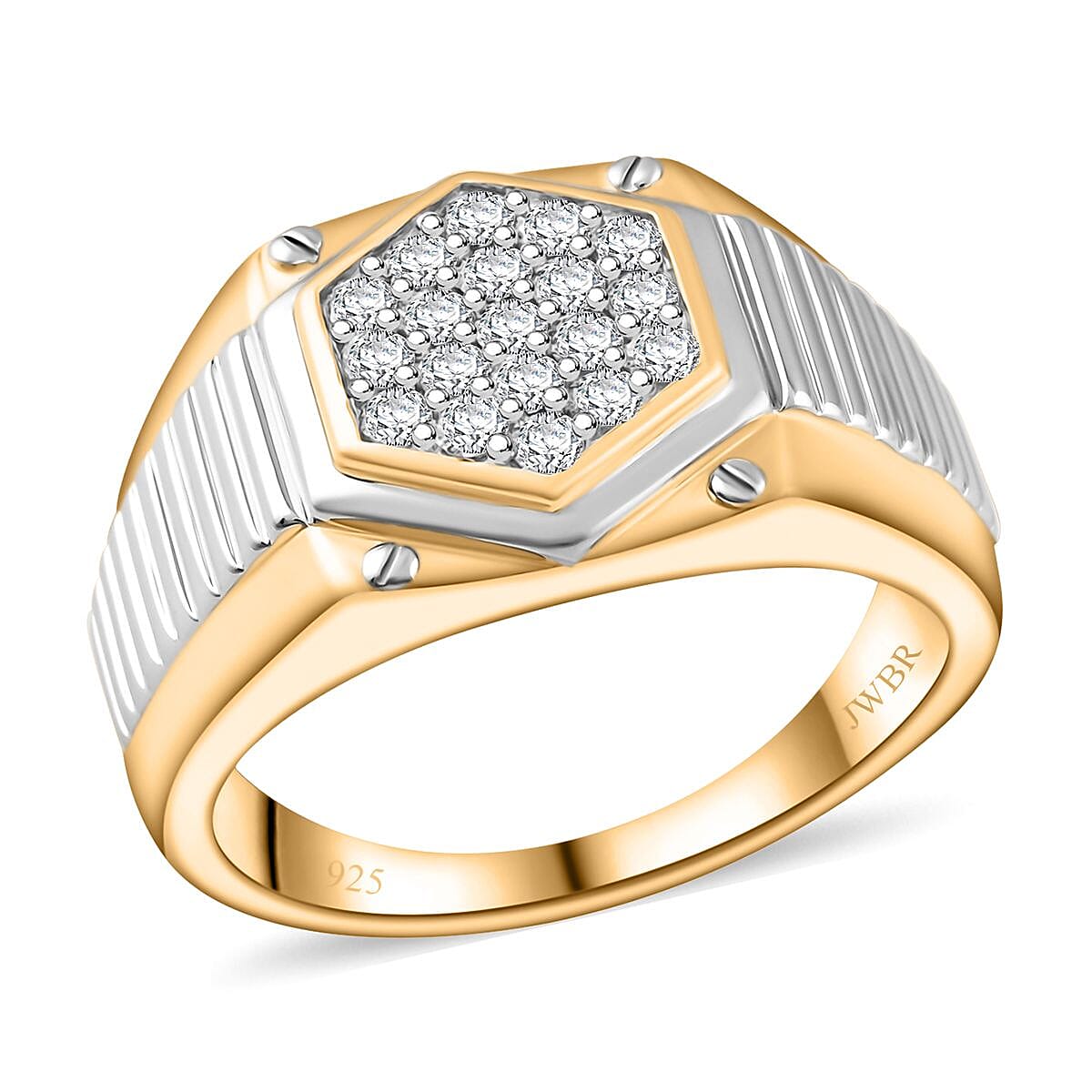 Diamond 0.50 ctw Men's Ring in 14K YG and Platinum Over Sterling Silver