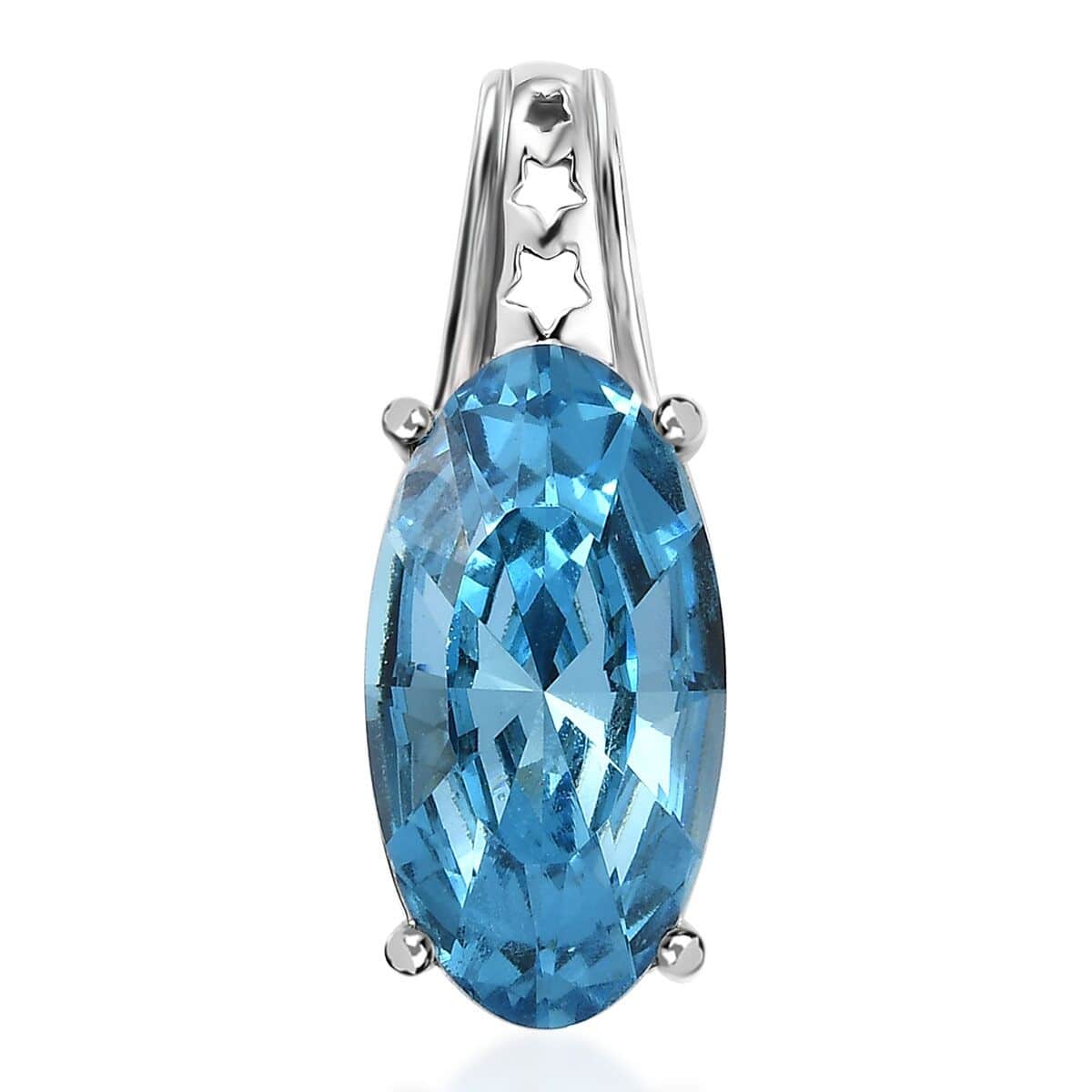 J Francis Embellished with Aquamarine Color Crystal by Swarovski Stars in Sky Pendant in Rhodium Over Sterling Silver image number 0