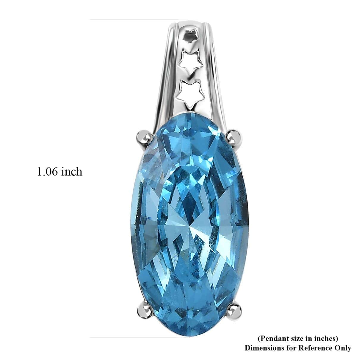 J Francis Embellished with Aquamarine Color Crystal by Swarovski Stars in Sky Pendant in Rhodium Over Sterling Silver image number 5