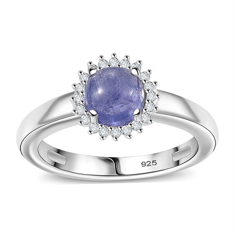 Tanzanite and Moissanite 1.70 ctw Ring in Sterling Silver (Size 11.5)