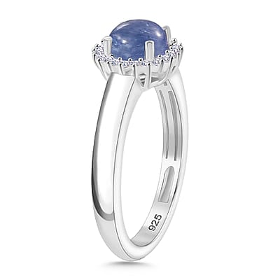 Tanzanite and Moissanite 1.70 ctw Ring in Sterling Silver (Size 11.5)