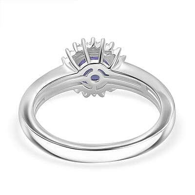 Tanzanite and Moissanite 1.70 ctw Ring in Sterling Silver (Size 11.5)
