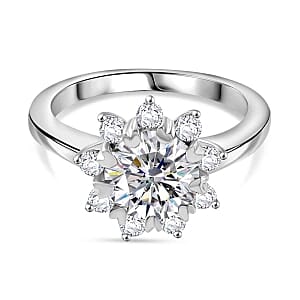 Swarovski Zirconia 4.11 ctw Ring in Rhodium Over Sterling Silver (Size 9.0)