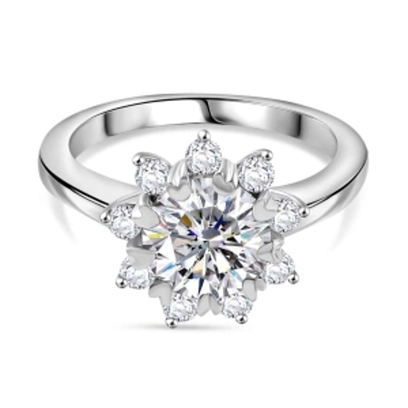 Swarovski Zirconia 4.11 ctw Ring in Rhodium Over Sterling Silver (Size 9.0)