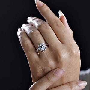 Swarovski Zirconia 4.11 ctw Ring in Rhodium Over Sterling Silver (Size 9.0)