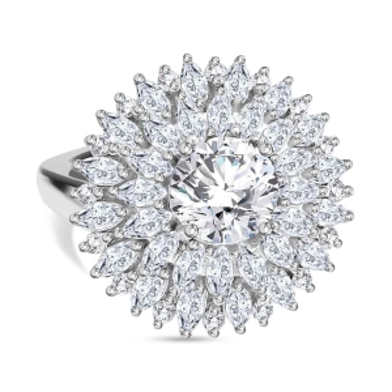 Swarovski Zirconia 7.42 ctw Ring in Rhodium Over Sterling Silver (Size 8)