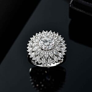 Swarovski Zirconia 7.42 ctw Ring in Rhodium Over Sterling Silver (Size 8)