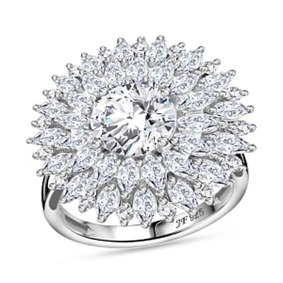 Swarovski Zirconia 7.42 ctw Ring in Rhodium Over Sterling Silver (Size 8)