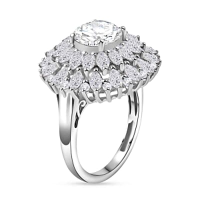 Swarovski Zirconia 7.42 ctw Ring in Rhodium Over Sterling Silver (Size 8)