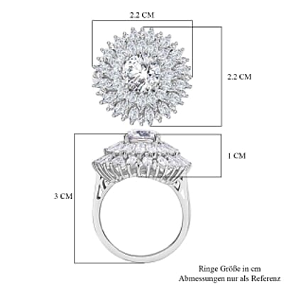 Swarovski Zirconia 7.42 ctw Ring in Rhodium Over Sterling Silver (Size 8)