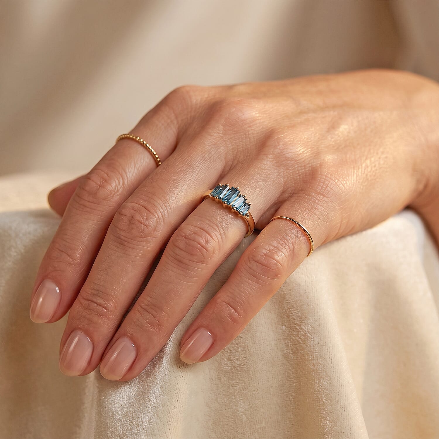 London Blue Topaz 1.32 ctw Ring in 14K YG Over Sterling Silver (Size 6.5)