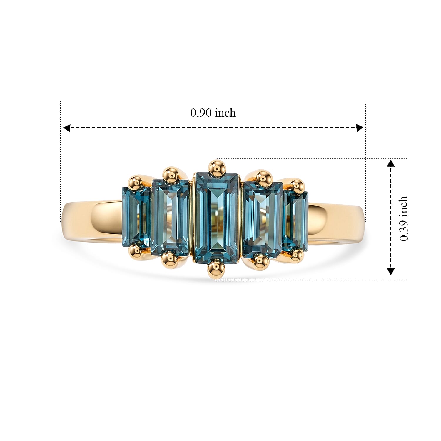 London Blue Topaz 1.32 ctw Ring in 14K YG Over Sterling Silver (Size 6.5)