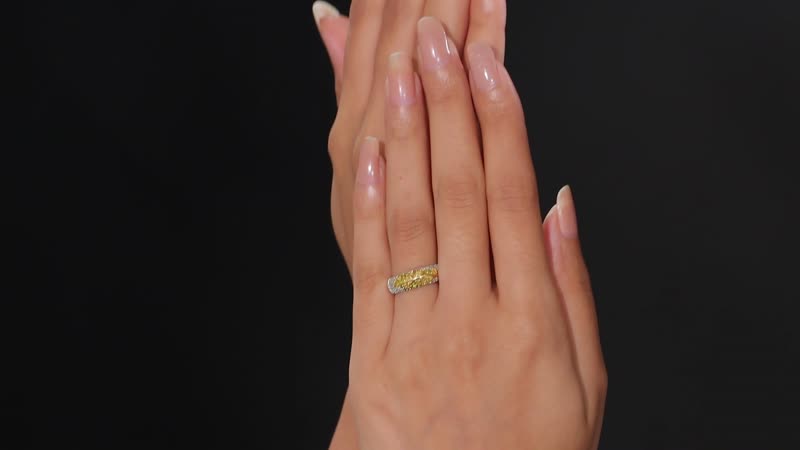GP Yellow and White Diamond 0.50 ctw Ring in Rhodium Over Sterling Silver (Size 10.0)