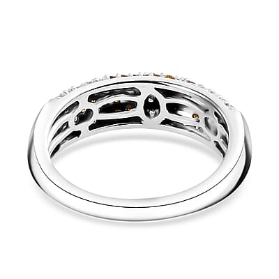 GP Italian Garden Collection Yellow and White Diamond 0.50 ctw Tree of Life Ring in Vermeil YG and Rhodium Over Sterling Silver (Size 10.0) 