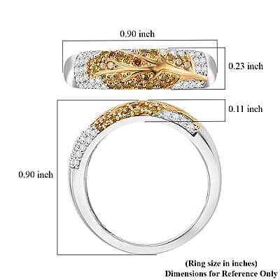 GP Italian Garden Collection Yellow and White Diamond 0.50 ctw Tree of Life Ring in Vermeil YG and Rhodium Over Sterling Silver (Size 10.0) 