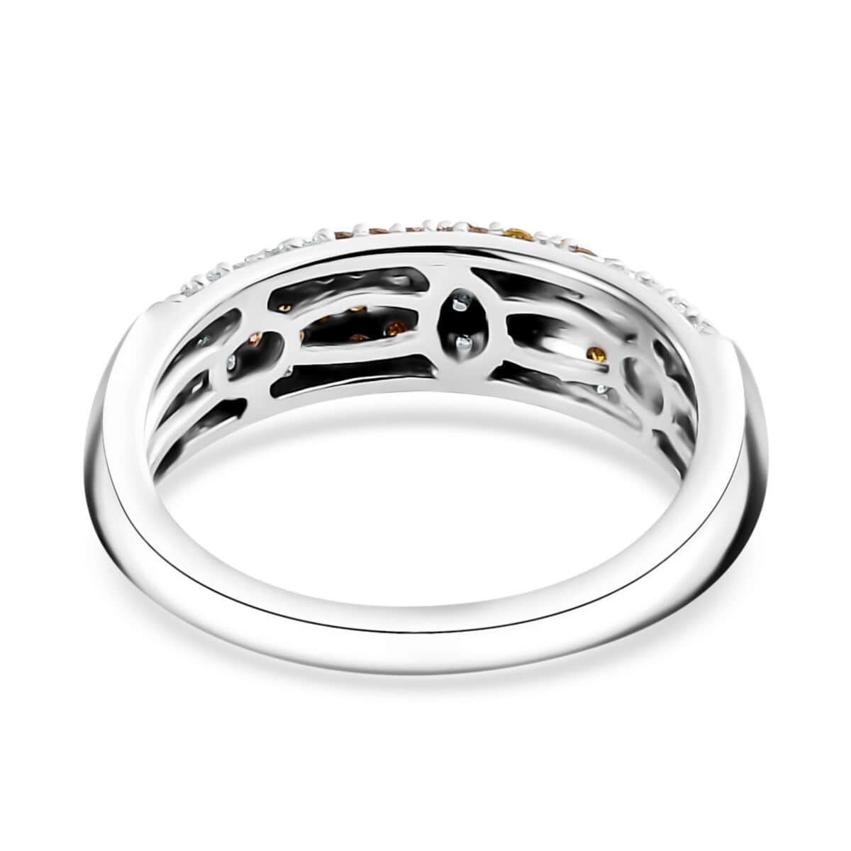 GP Italian Garden Collection Yellow and White Diamond 0.50 ctw Tree of Life Ring in Vermeil YG Over and Rhodium Over Sterling Silver (Size 5.0)  image number 4