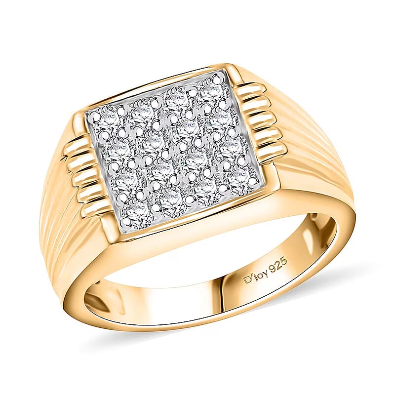 Luxuriant Lab Grown Diamond G-H SI 1.00 ctw Men's Ring in 18K Vermeil Yellow Gold Over Sterling Silver (Size 10.0)