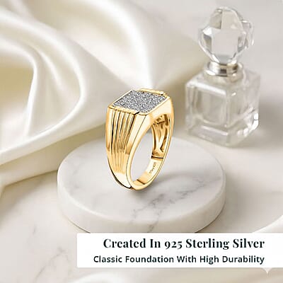 Luxuriant Lab Grown Diamond G-H SI 1.00 ctw Men's Ring in 18K Vermeil Yellow Gold Over Sterling Silver (Size 10.0)