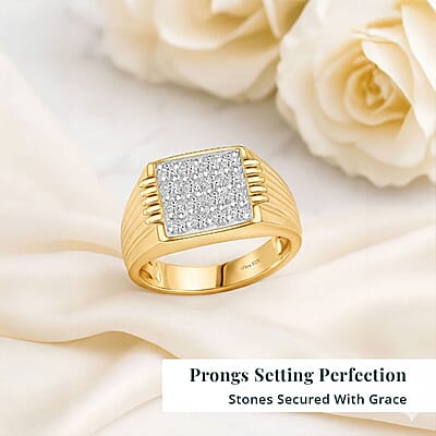 Luxuriant Lab Grown Diamond G-H SI 1.00 ctw Men's Ring in 18K Vermeil Yellow Gold Over Sterling Silver (Size 10.0)