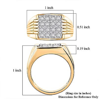 Luxuriant Lab Grown Diamond G-H SI 1.00 ctw Men's Ring in 18K Vermeil Yellow Gold Over Sterling Silver (Size 10.0)