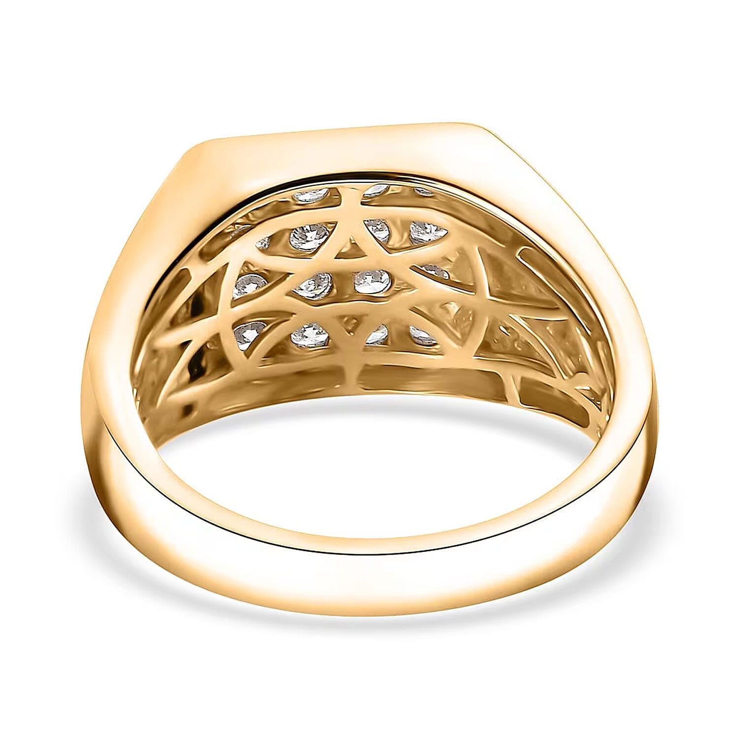 Luxuriant Lab Grown Diamond G-H SI 1.00 ctw Men's Ring in 18K Vermeil Yellow Gold Over Sterling Silver (Size 10.0)