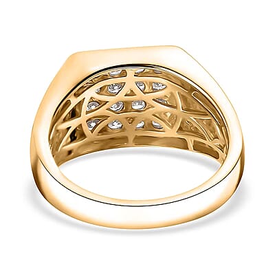 Luxuriant Lab Grown Diamond G-H SI 1.00 ctw Men's Ring in 18K Vermeil Yellow Gold Over Sterling Silver (Size 10.0)