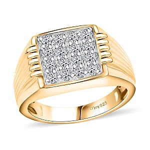 Luxuriant Lab Grown Diamond G-H SI 1.00 ctw Men's Ring in 18K Vermeil Yellow Gold Over Sterling Silver (Size 12.0)