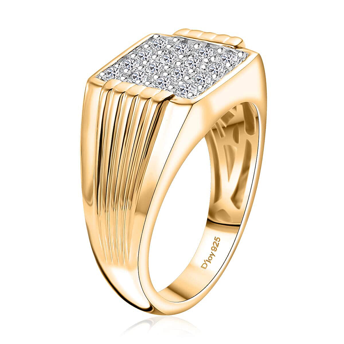 Luxuriant Lab Grown Diamond G-H SI 1.00 ctw Men's Ring in 18K Vermeil Yellow Gold Over Sterling Silver (Size 12.0) image number 3